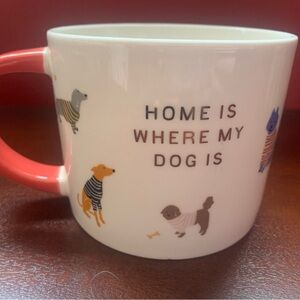 NEW Room Essentials Stoneware Dog-Themed Mug with Festive Red Handle, 17 oz